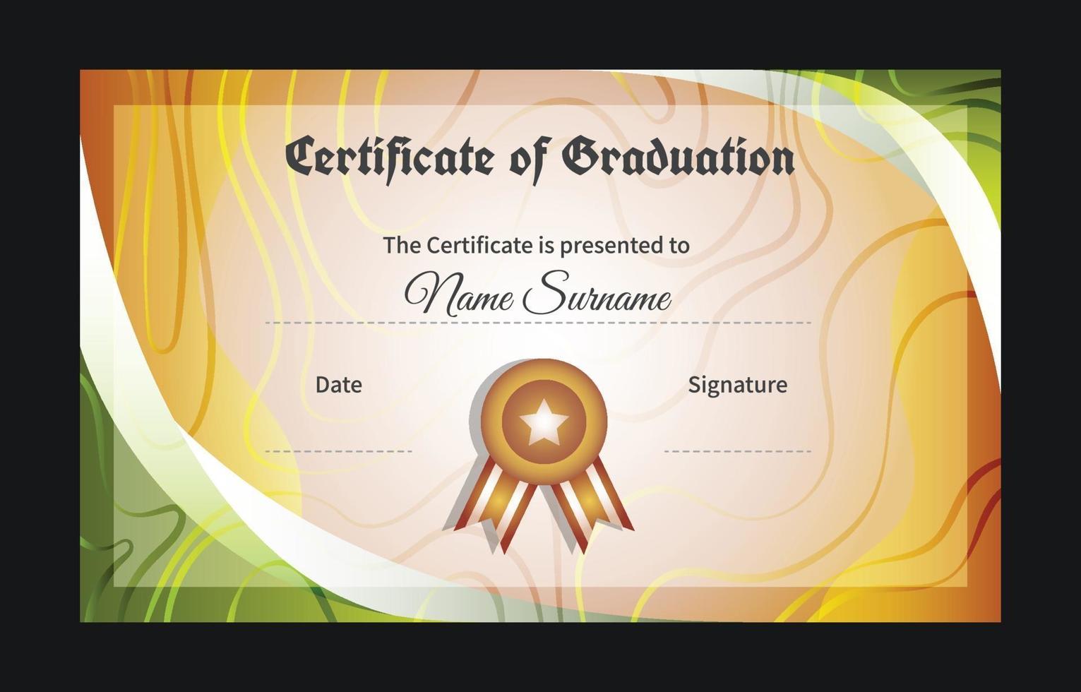 Graduation Certificate with Medal Template vector