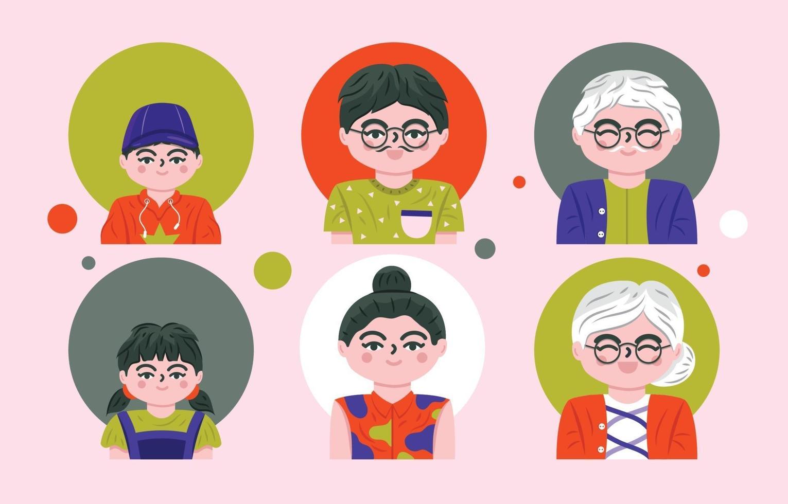 Family Avatars Icons Set vector