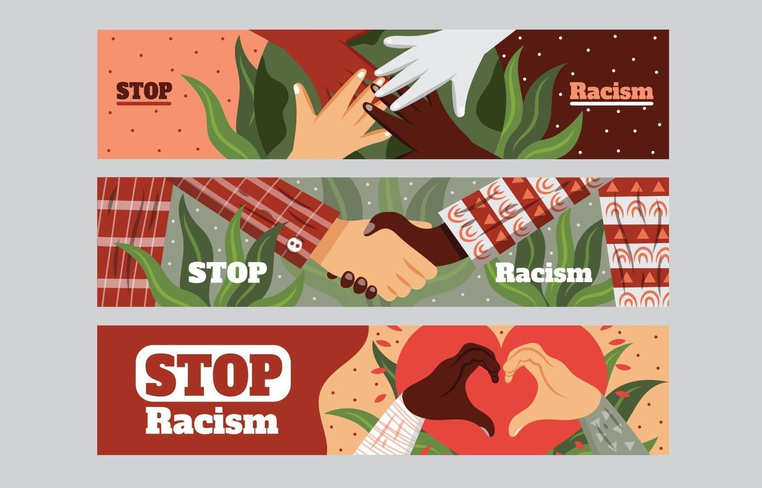 detener el racismo conjunto de plantillas de banner vector