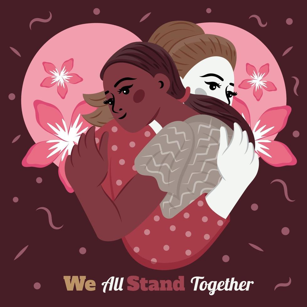 We All Stand Together Illustration Template vector