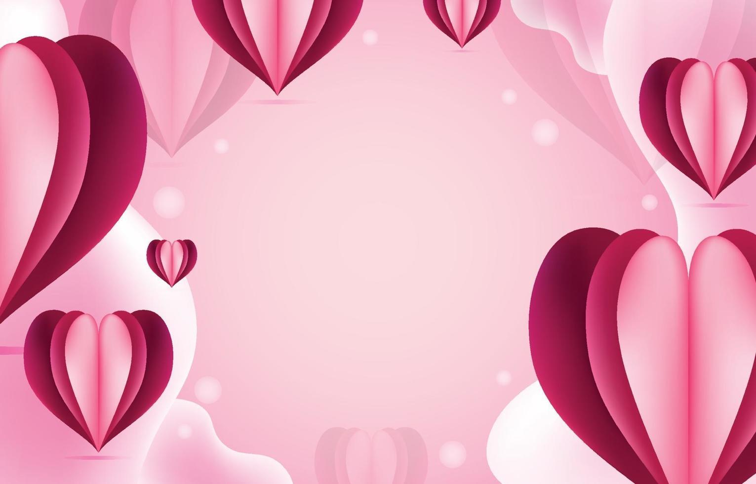 fondo rosa con plantilla de corazón realista vector