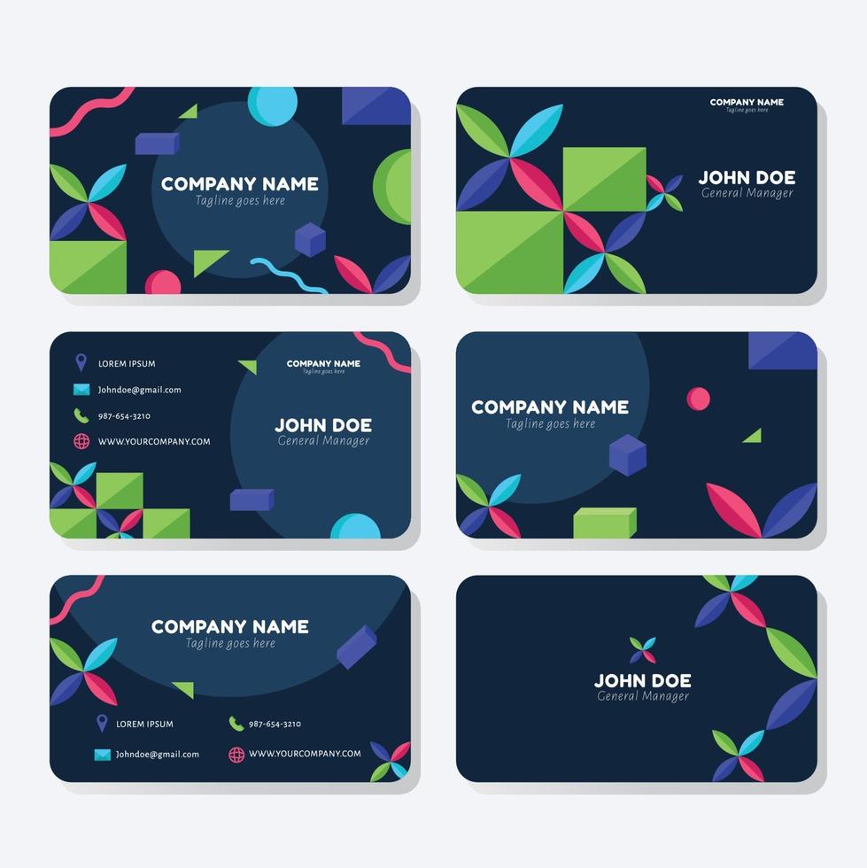 Abstract Colorful Business Card Template Set vector