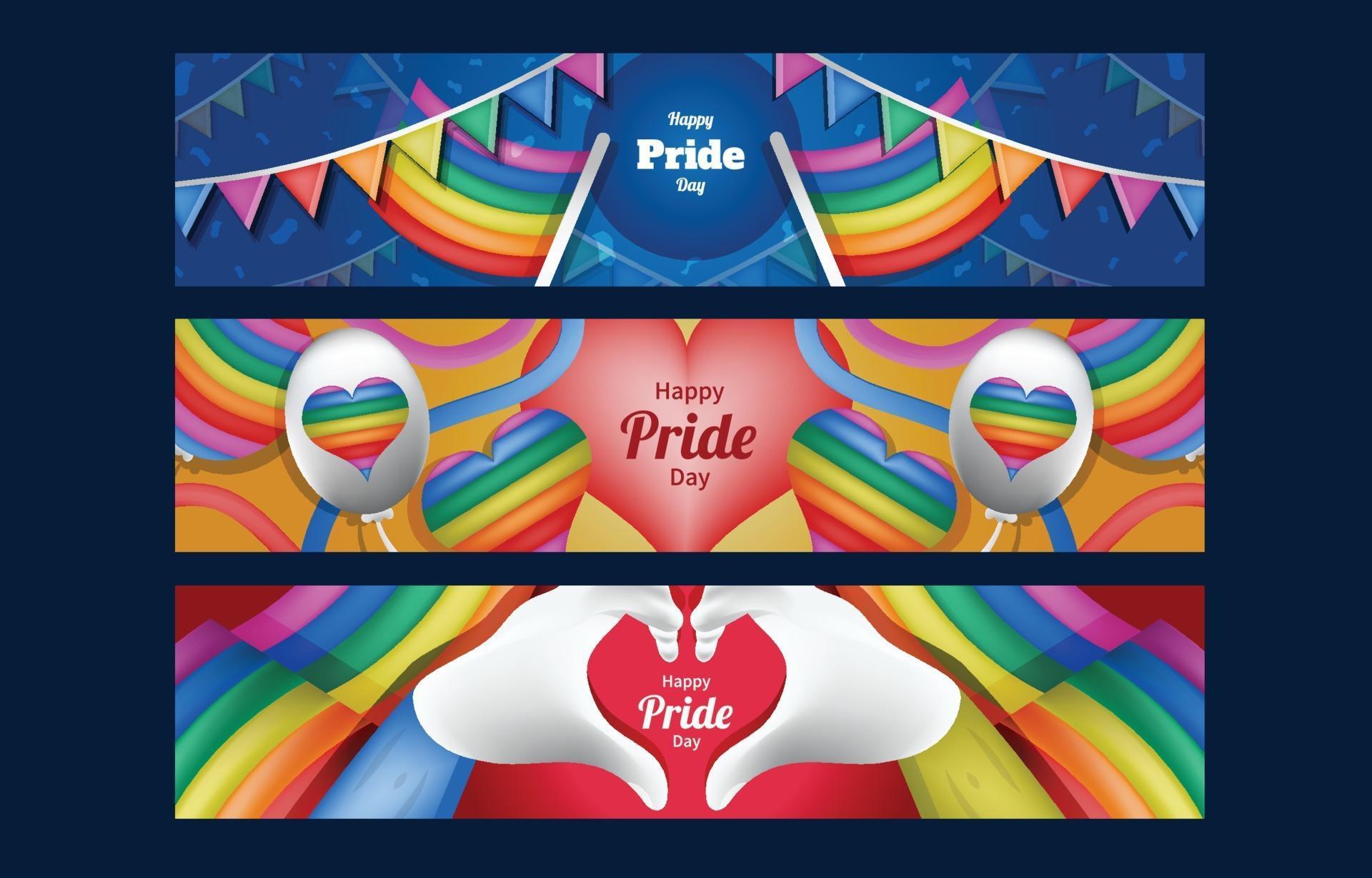 Colorful Happy Pride Day Banner Set Template 2380009 Vector Art at Vecteezy