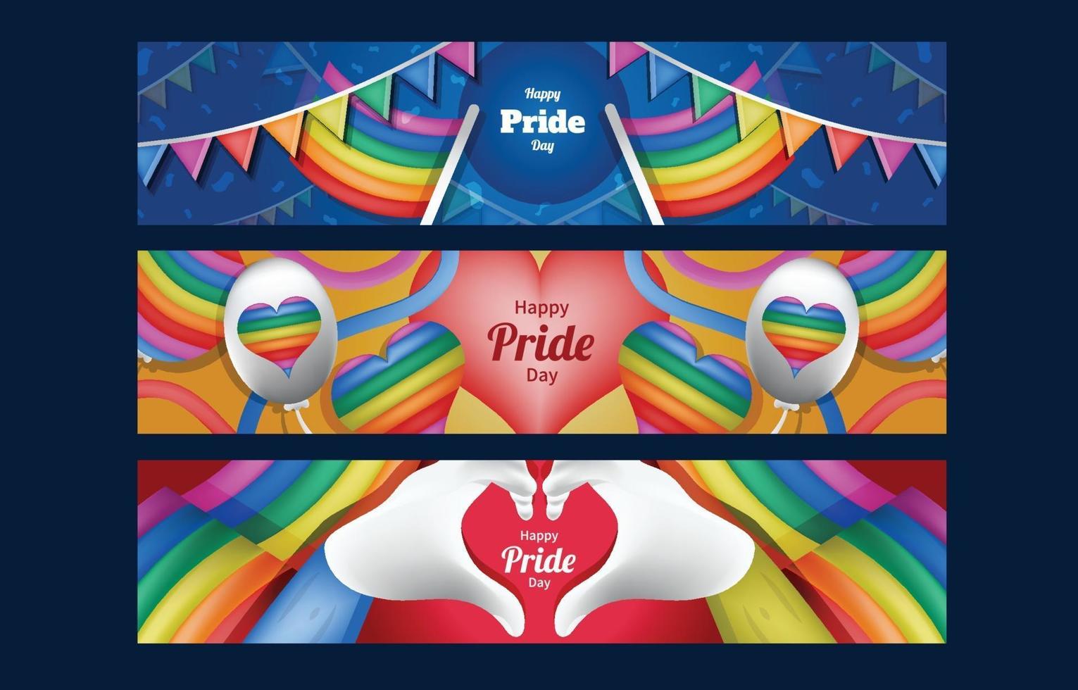 Colorful Happy Pride Day Banner Set Template vector