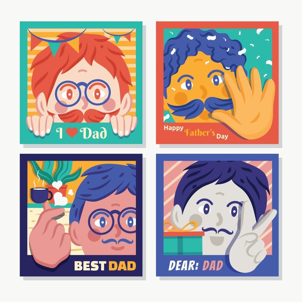 Happy Father's Day Card Set vector