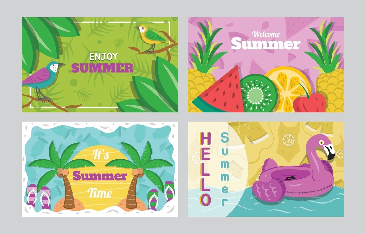 Summer Card Template Set vector