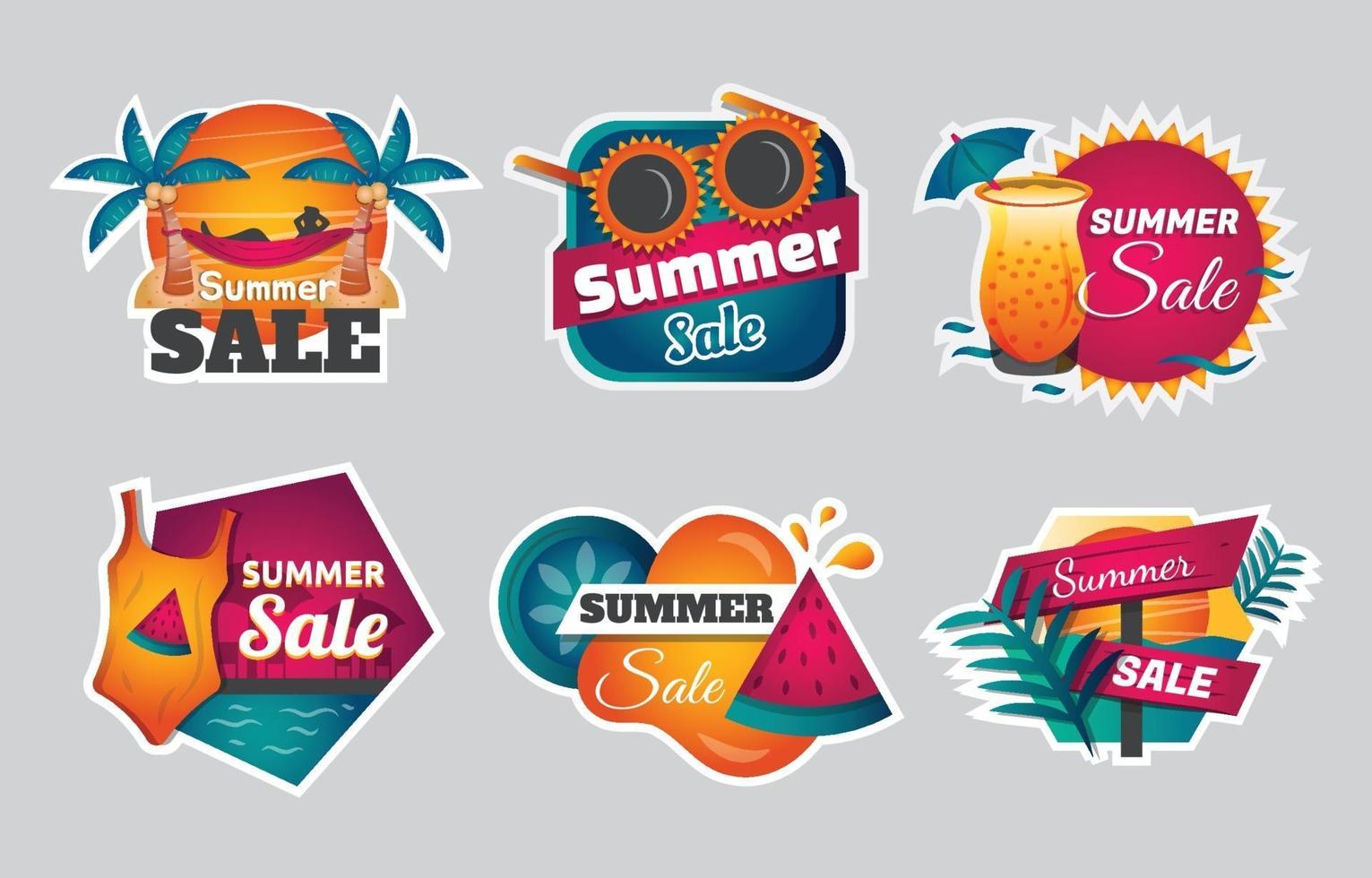 Summer Sale Sticker Template Set vector