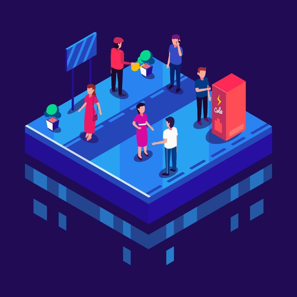 People in Different Activity in Isometric Style vector