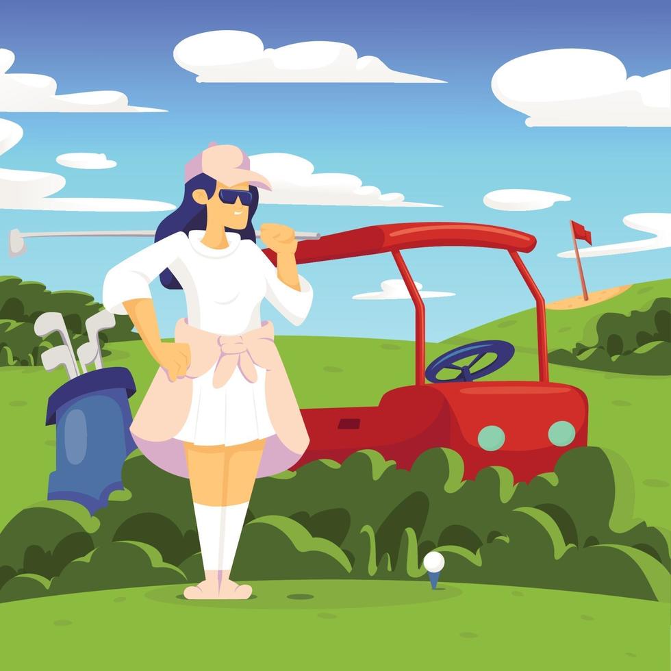 Young Woman Playing Golf Design vector