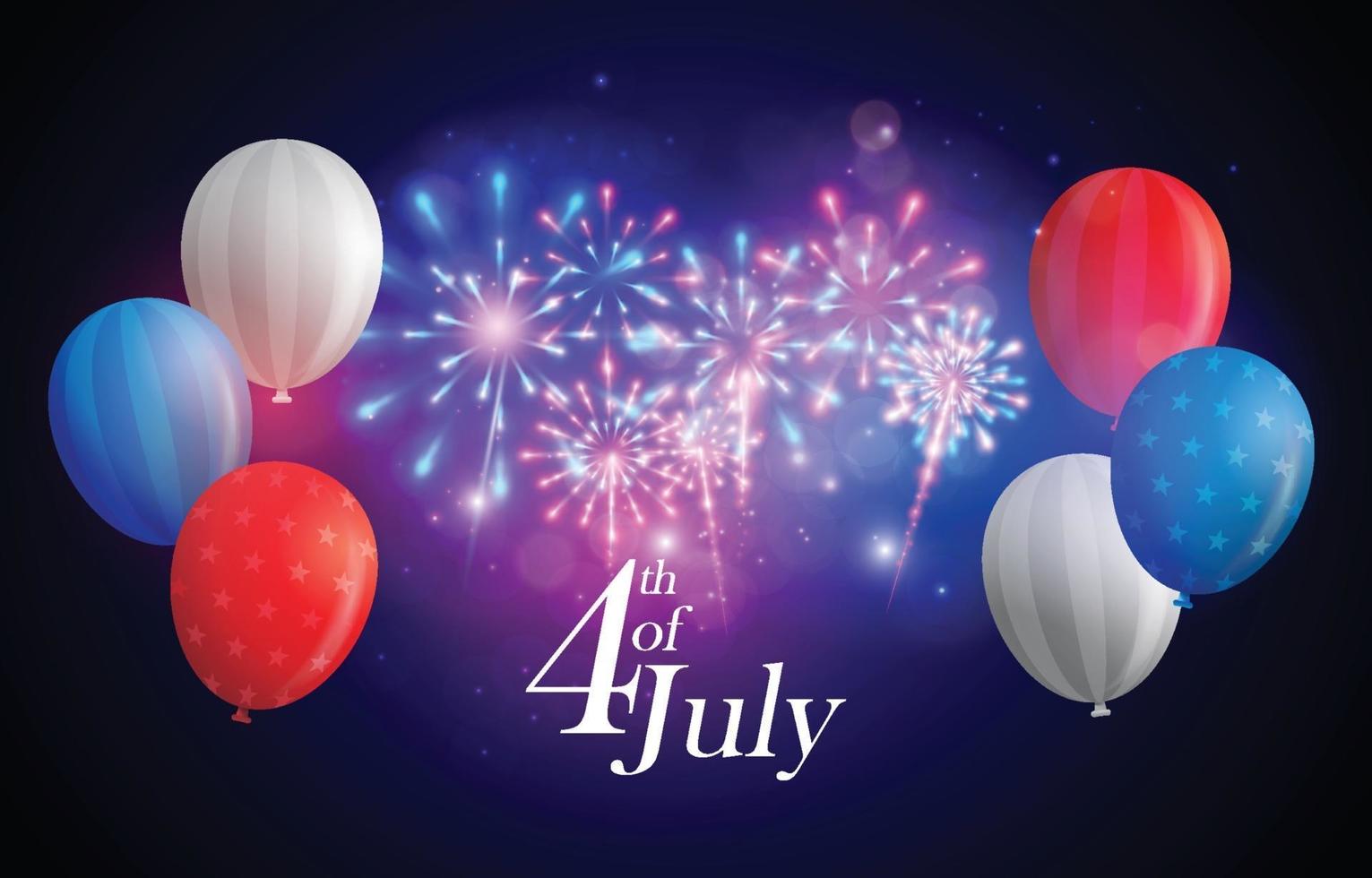 4th of July Fireworks Background vector