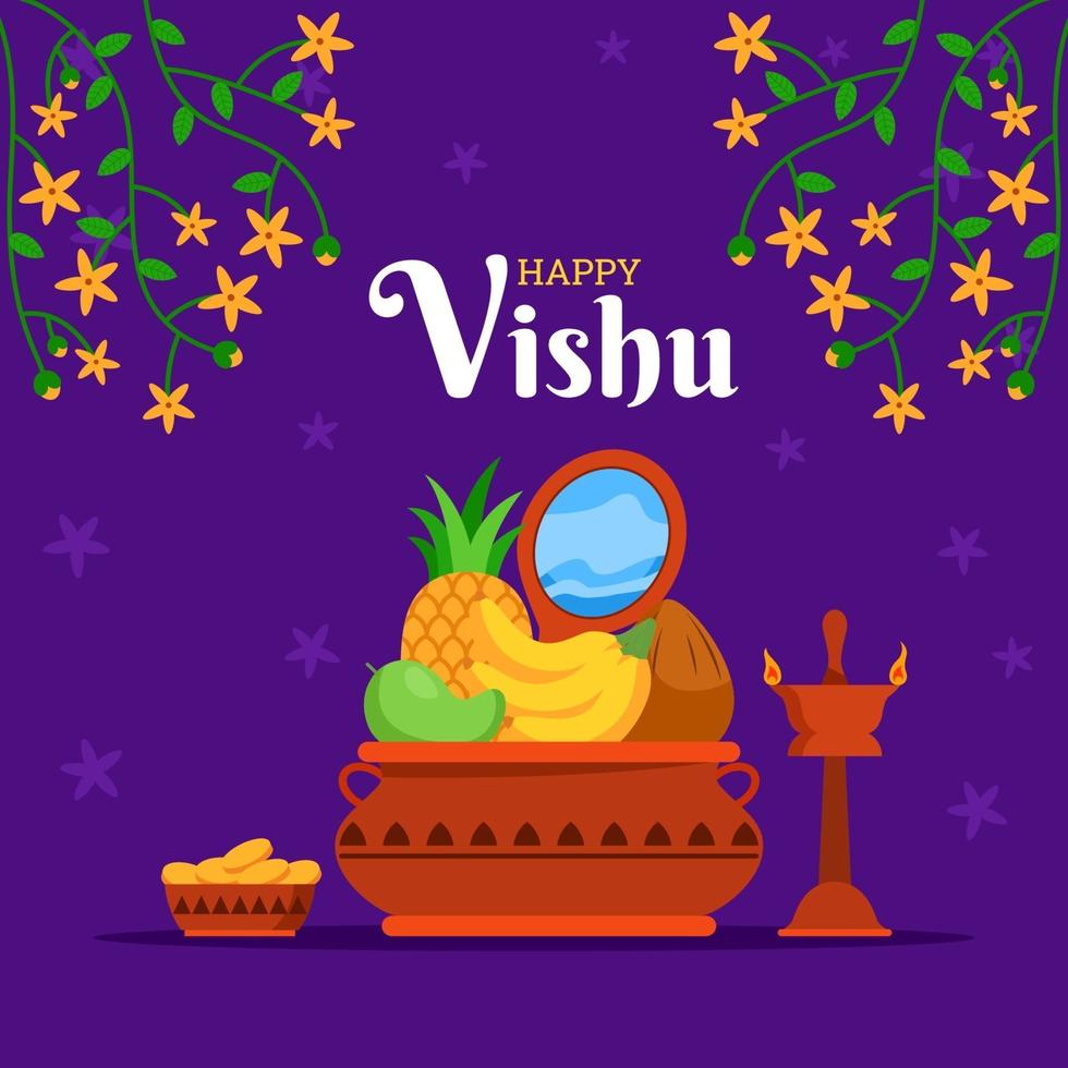 Happy Vishu Celebration Background vector