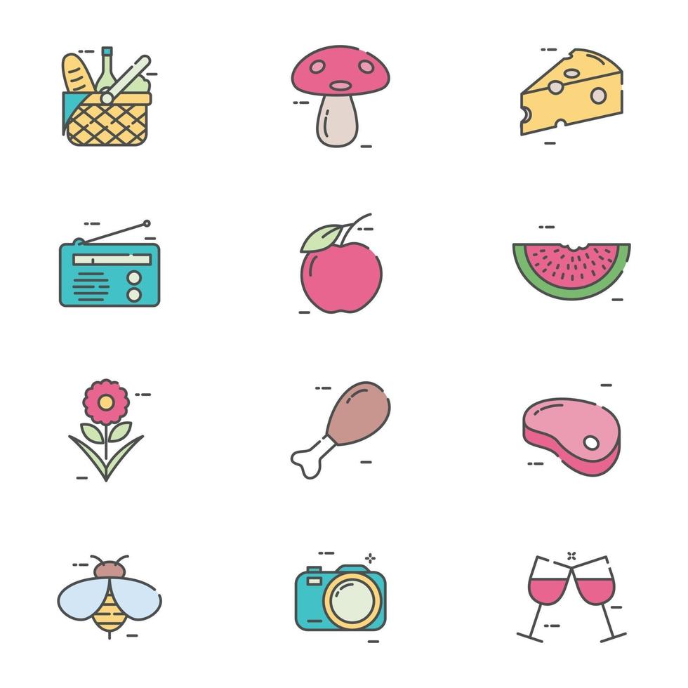 colección de iconos de picnic vector