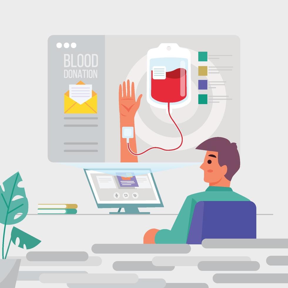 Man Receive Blood Donation Invitation Concept vector