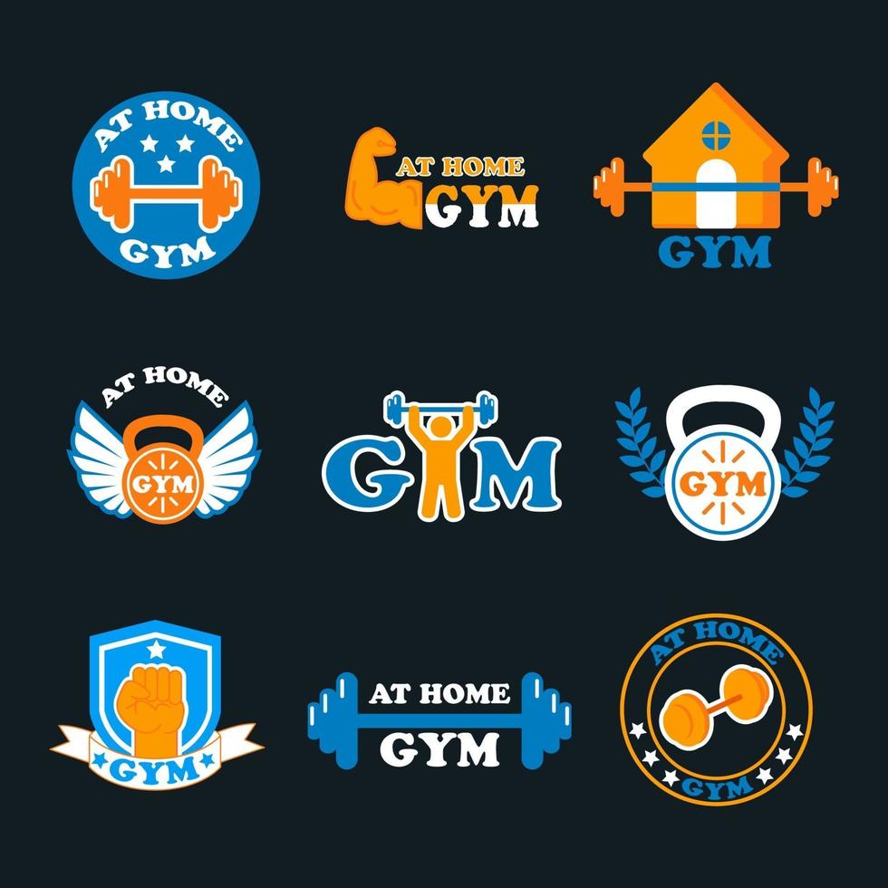 gimnasio en casa logo vector