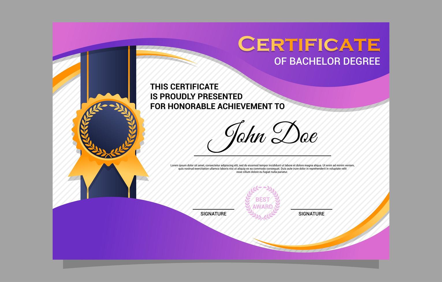 School Graduation Achievement Certificate Design Template vector