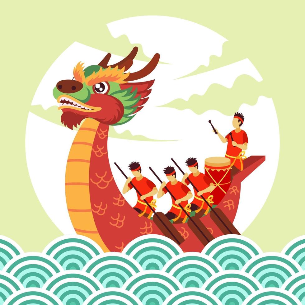 festival del barco del dragón chino vector