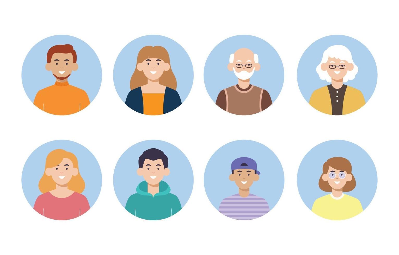 Set of People Avatar Flat Design vector