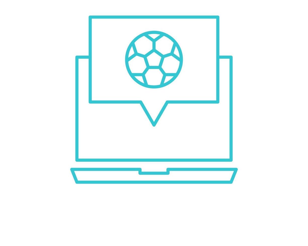 Online computer soccer icon. Outline online computer soccer vector icon for web design isolated on white background