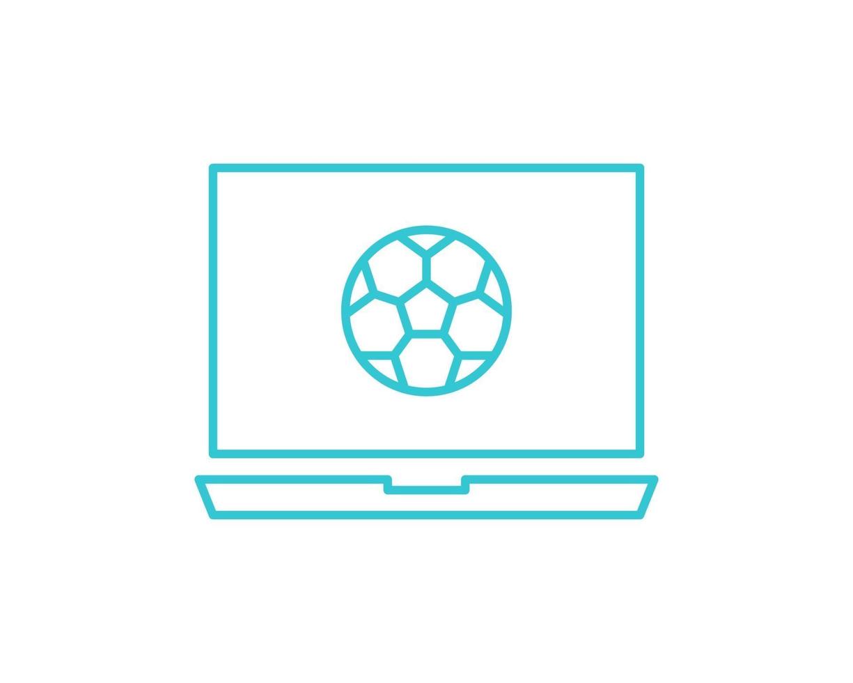 Online computer soccer icon. Outline online computer soccer vector icon for web design isolated on white background