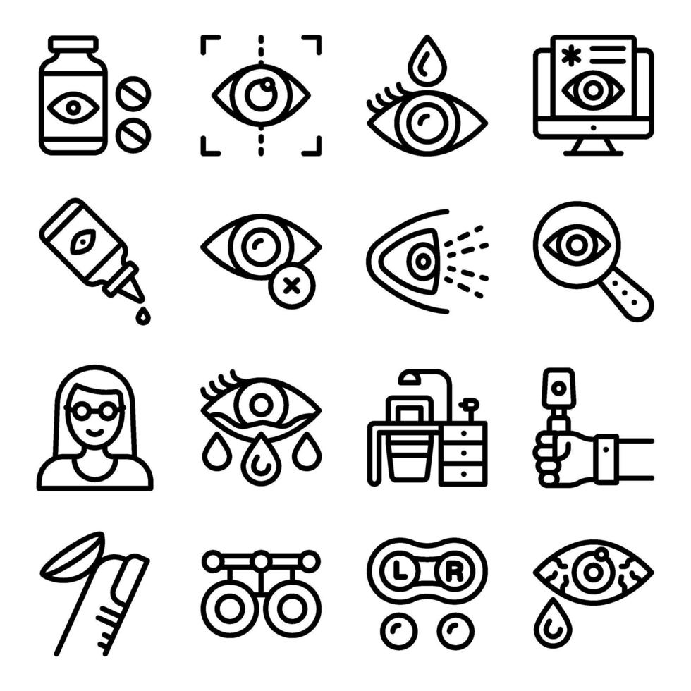 Optometry Linear Icons vector