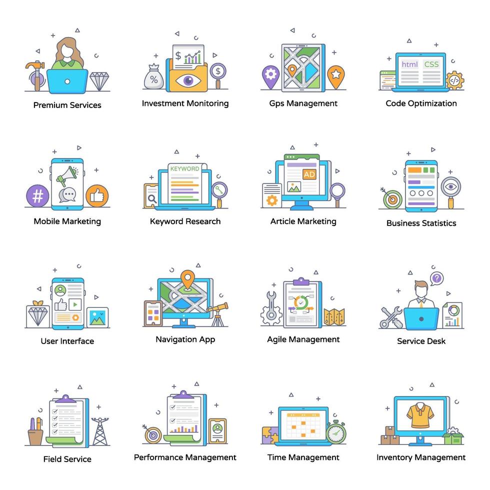 operaciones y gestión empresarial vector