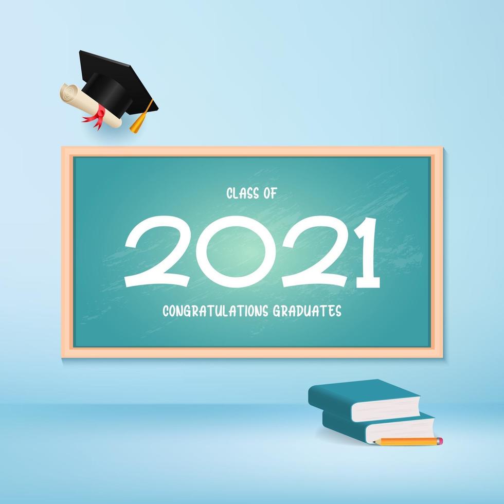 Class of congratulation greeting card with hat and diploma vector