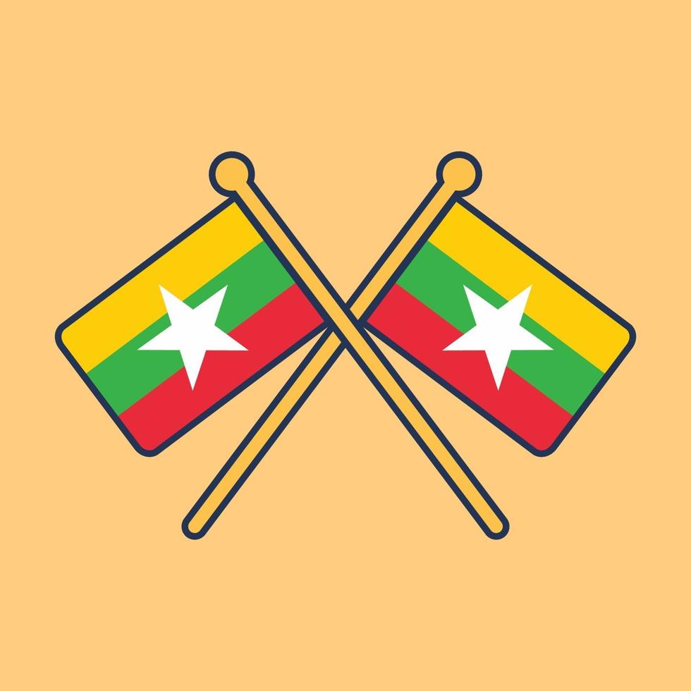 Myanmar flag icon illustration vector