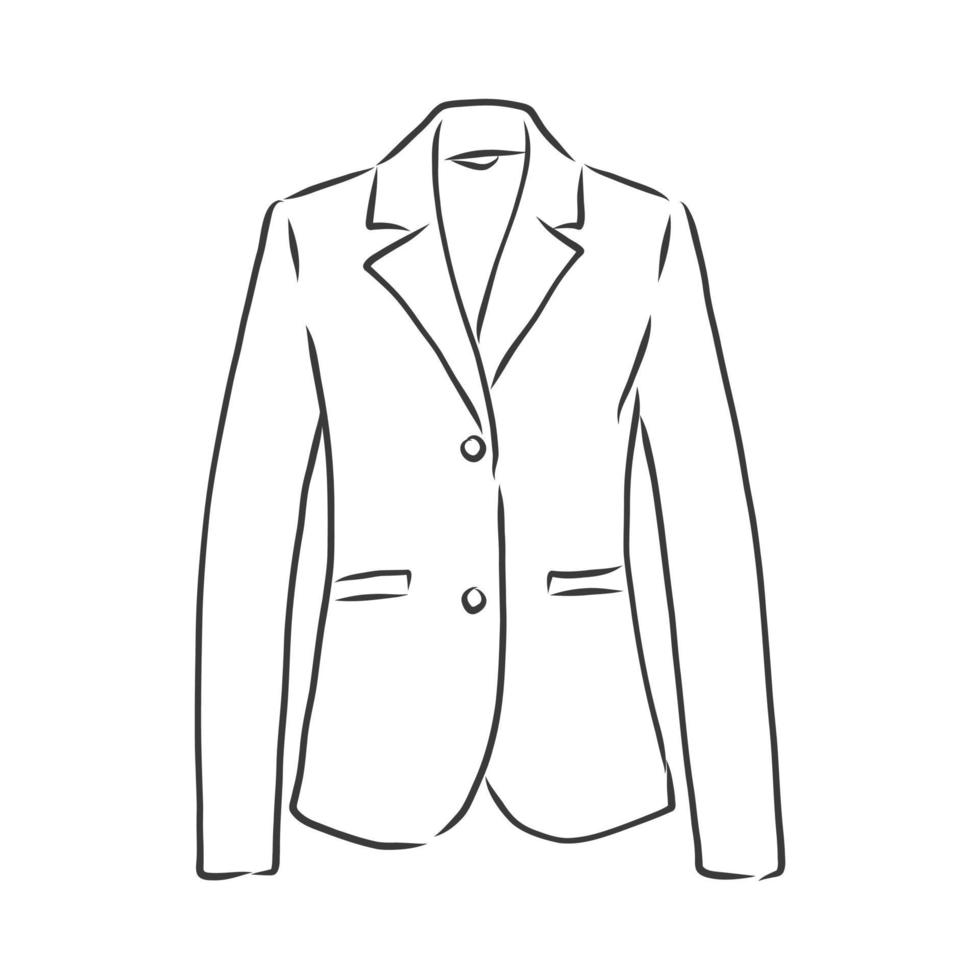 ilustración vectorial de la chaqueta de las mujeres. Chaqueta de traje clásico de mujer, dibujo vectorial vector