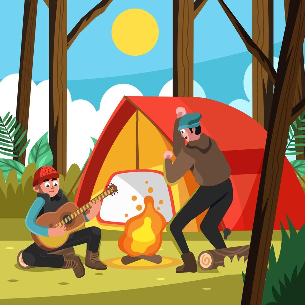 Spending Summer Activity with Camping vector
