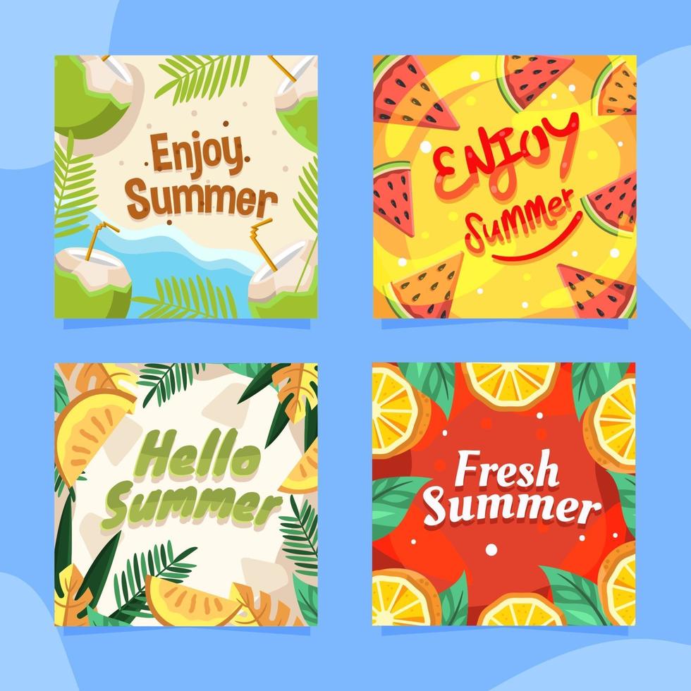 tarjeta colorida de la temporada de verano con sabor a fruta vector