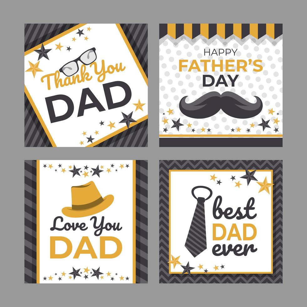 feliz día del padre conjunto de tarjetas de felicitación vector