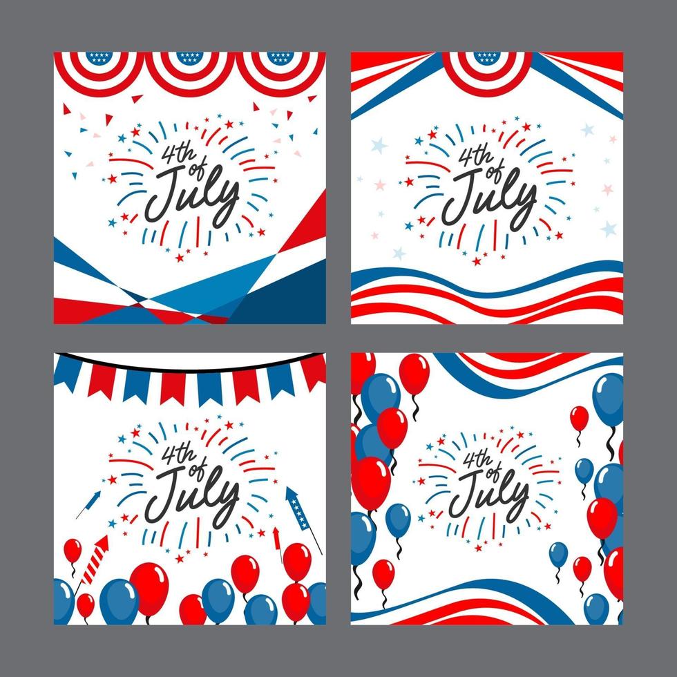 4th of July Independence Day Card Set vector