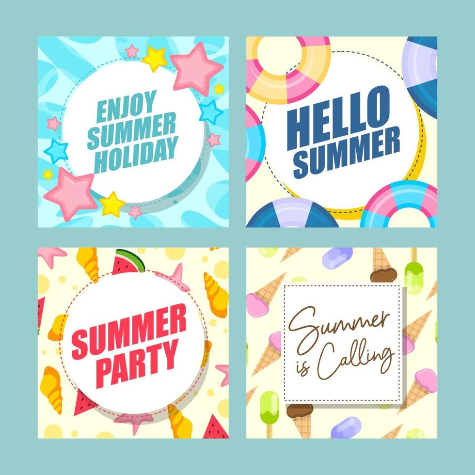 colección de diseño de tarjetas de verano vector