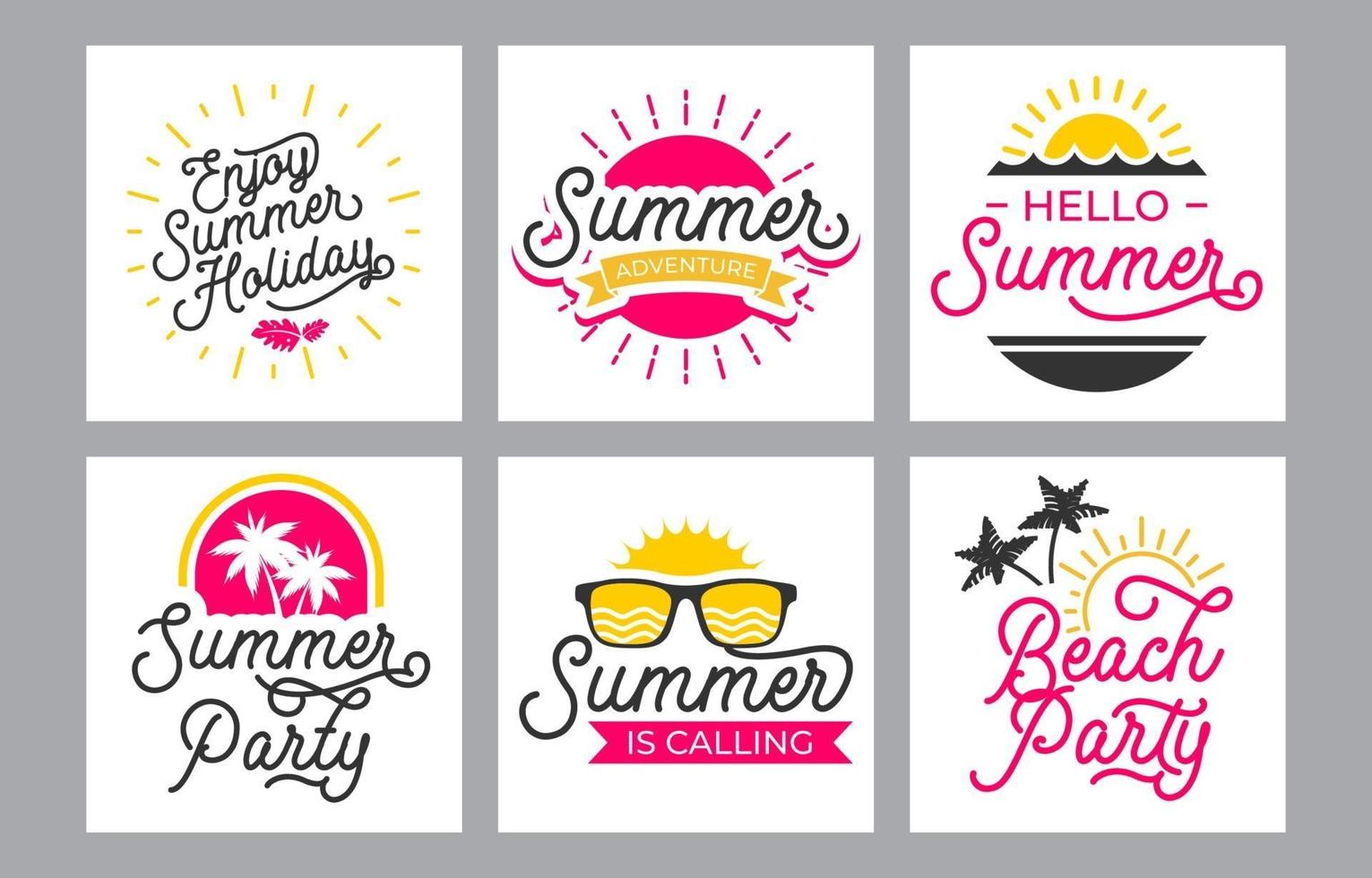 Summer Lettering Typography Set Template vector