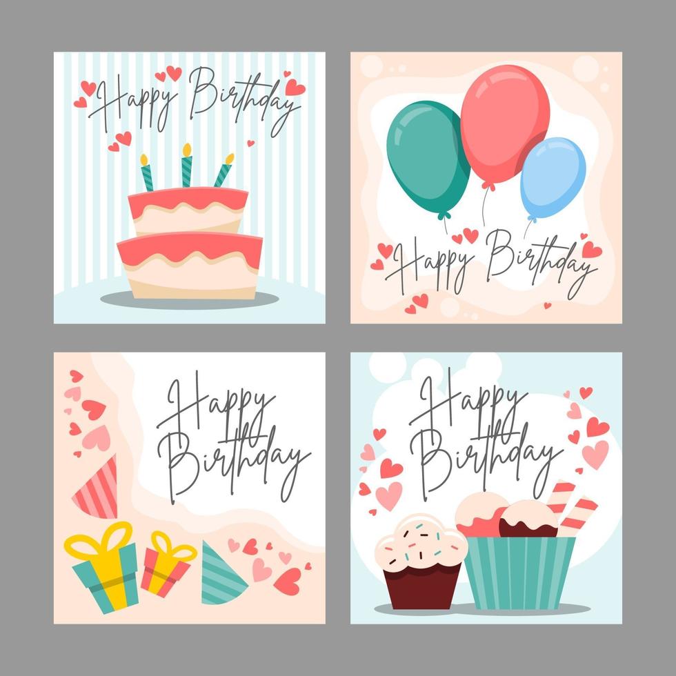 Happy Birthday Celebration Card Set vector