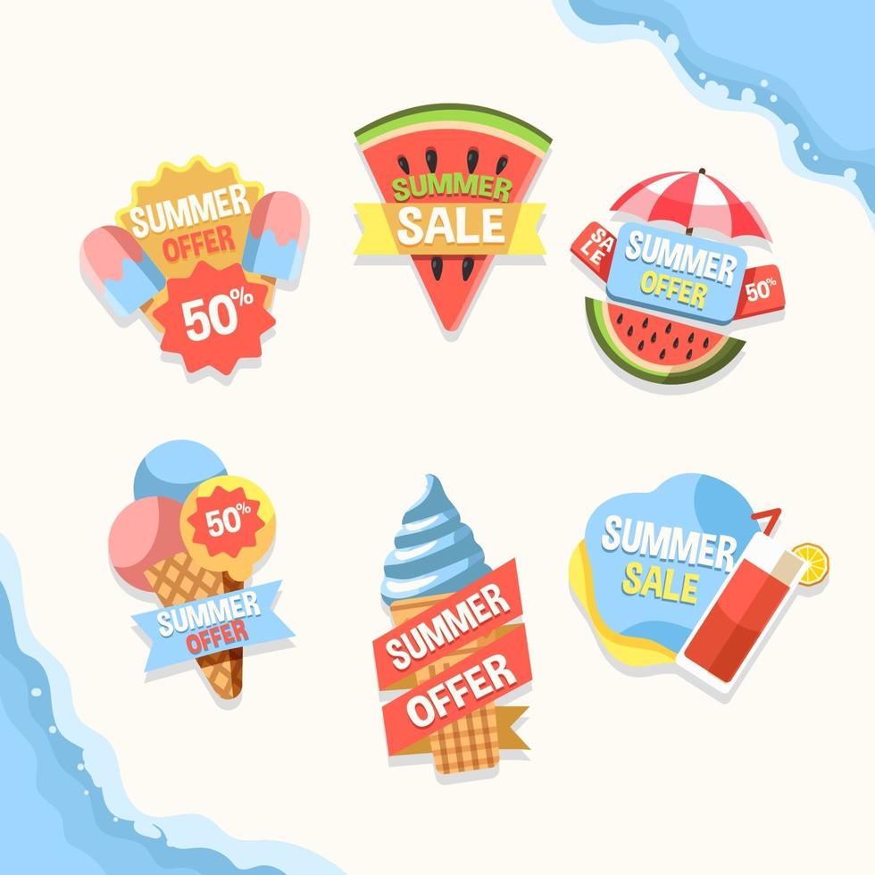 Set of Summer Sale Marketing Badges vector