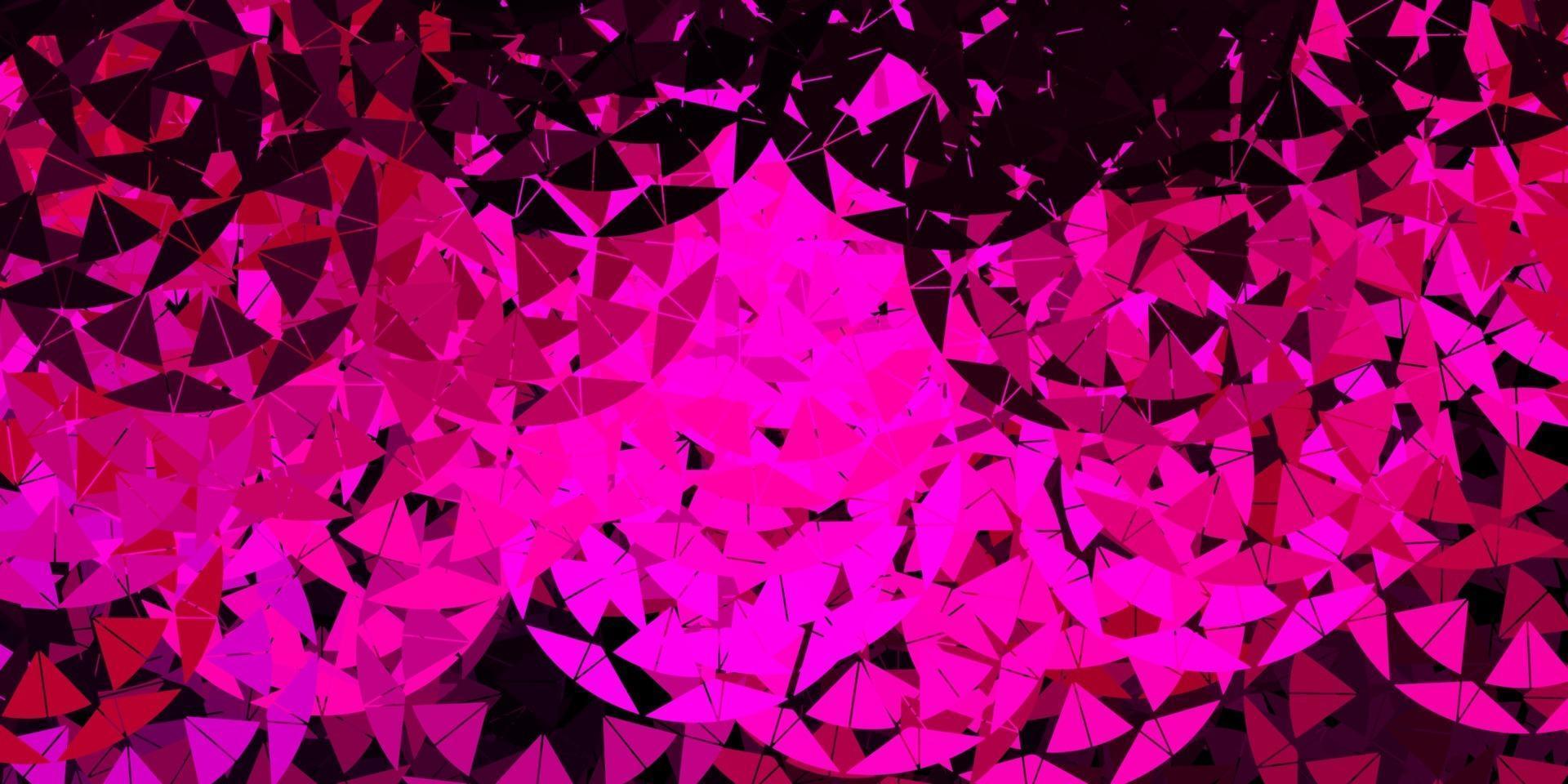 Telón de fondo de vector rosa oscuro con triángulos, líneas.