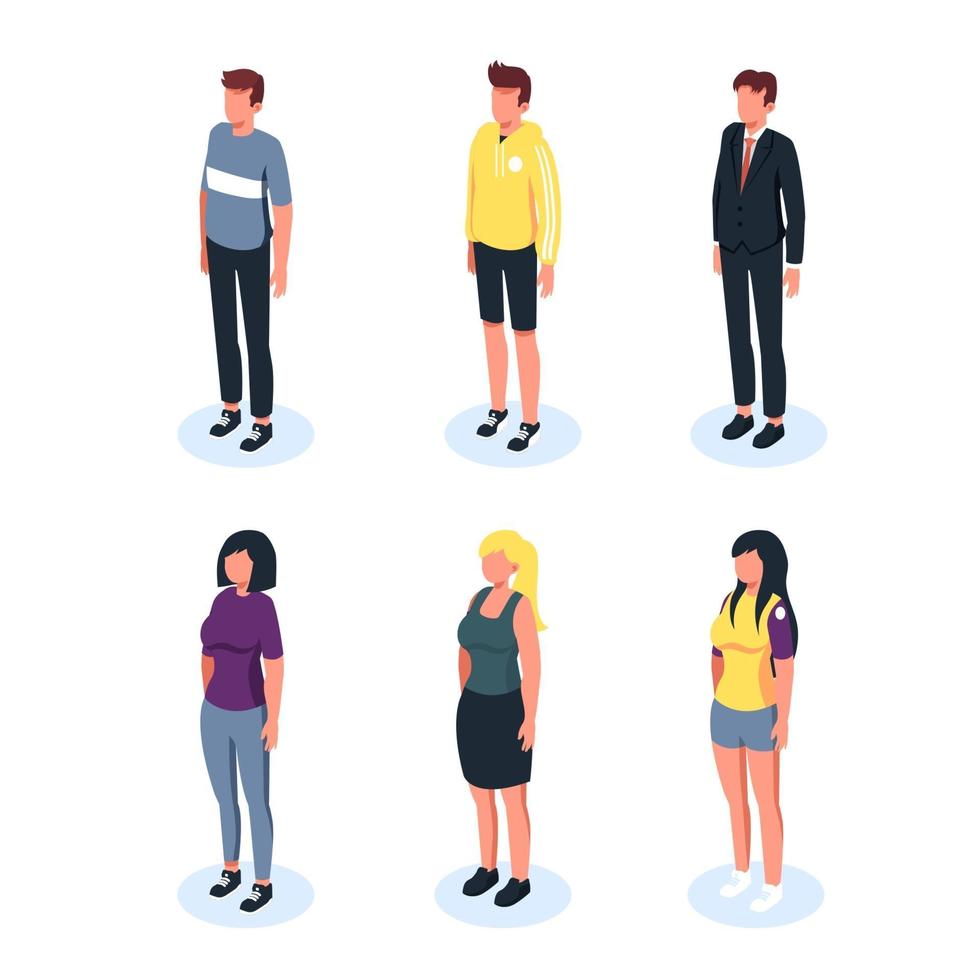 Set of Isometric People Characters vector