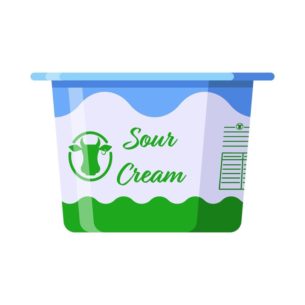 Plastic Cup with Sour Cream Isolated Icon on White Background vector