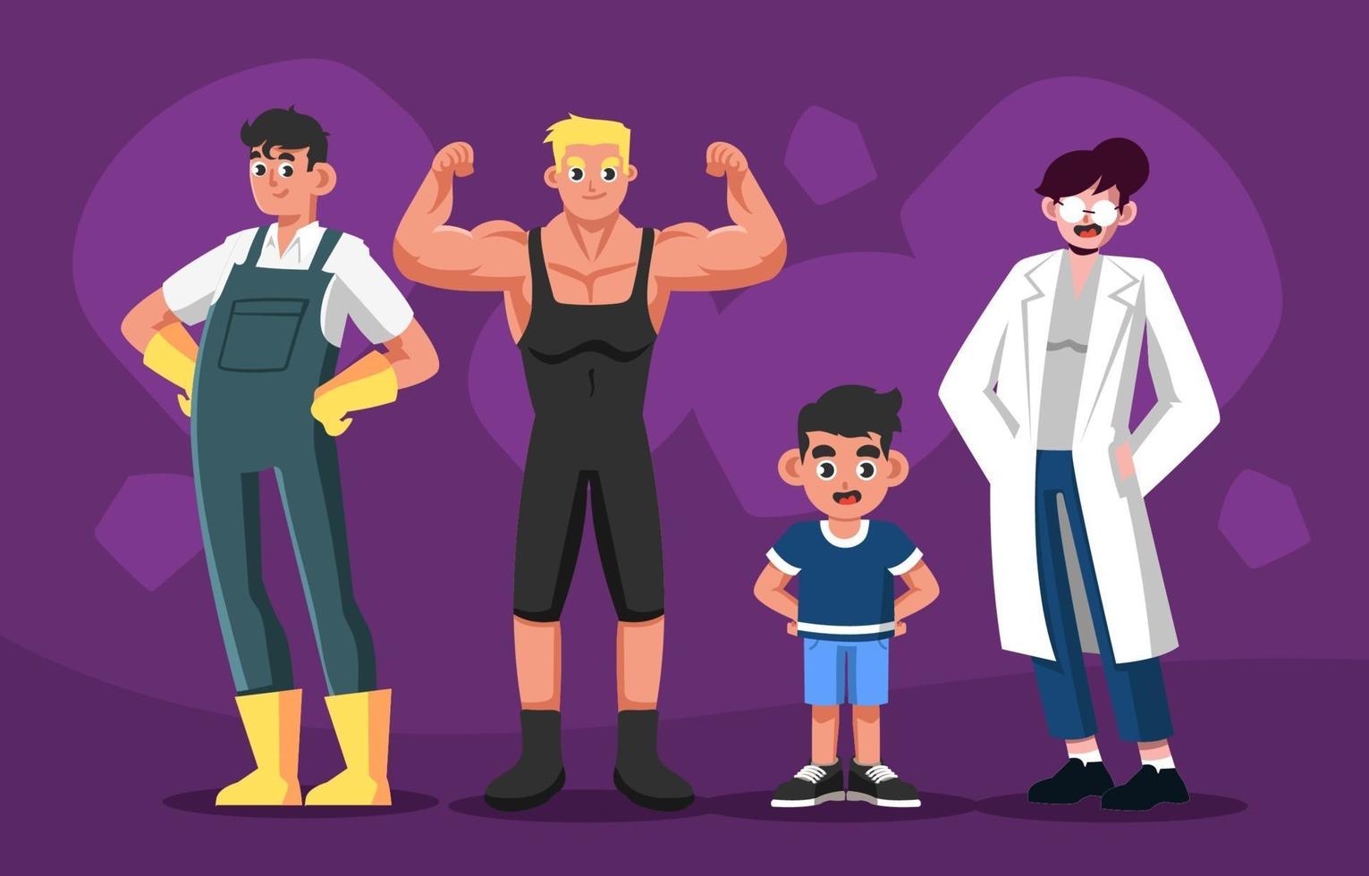 conjunto de personajes de personas felices y productivas. vector