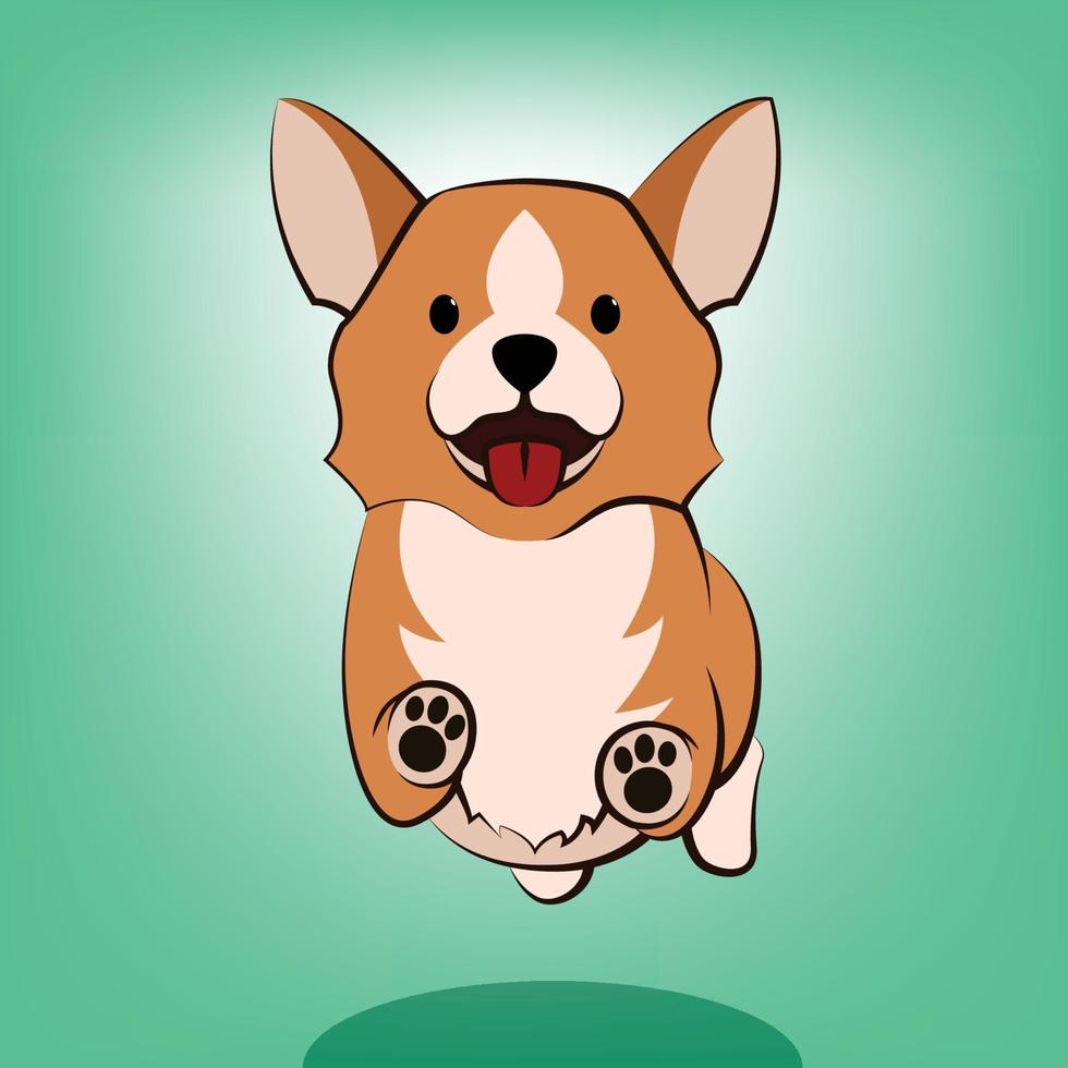 Ilustración de vector de dibujos animados lindo de un perro corgi