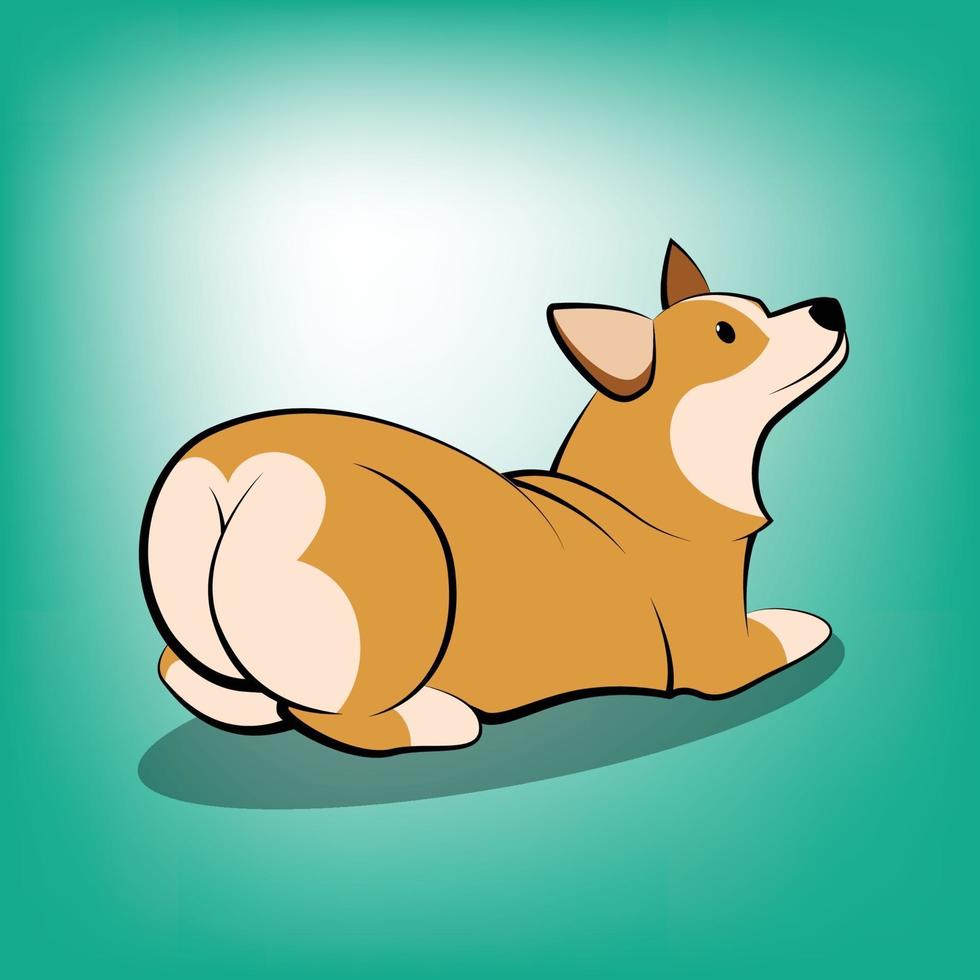 Ilustración de vector de dibujos animados lindo de un perro corgi