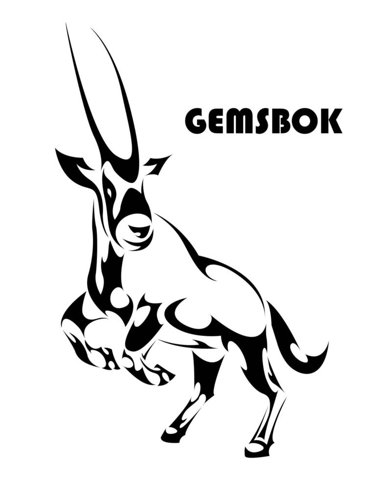 gemsbok gallop line art vector