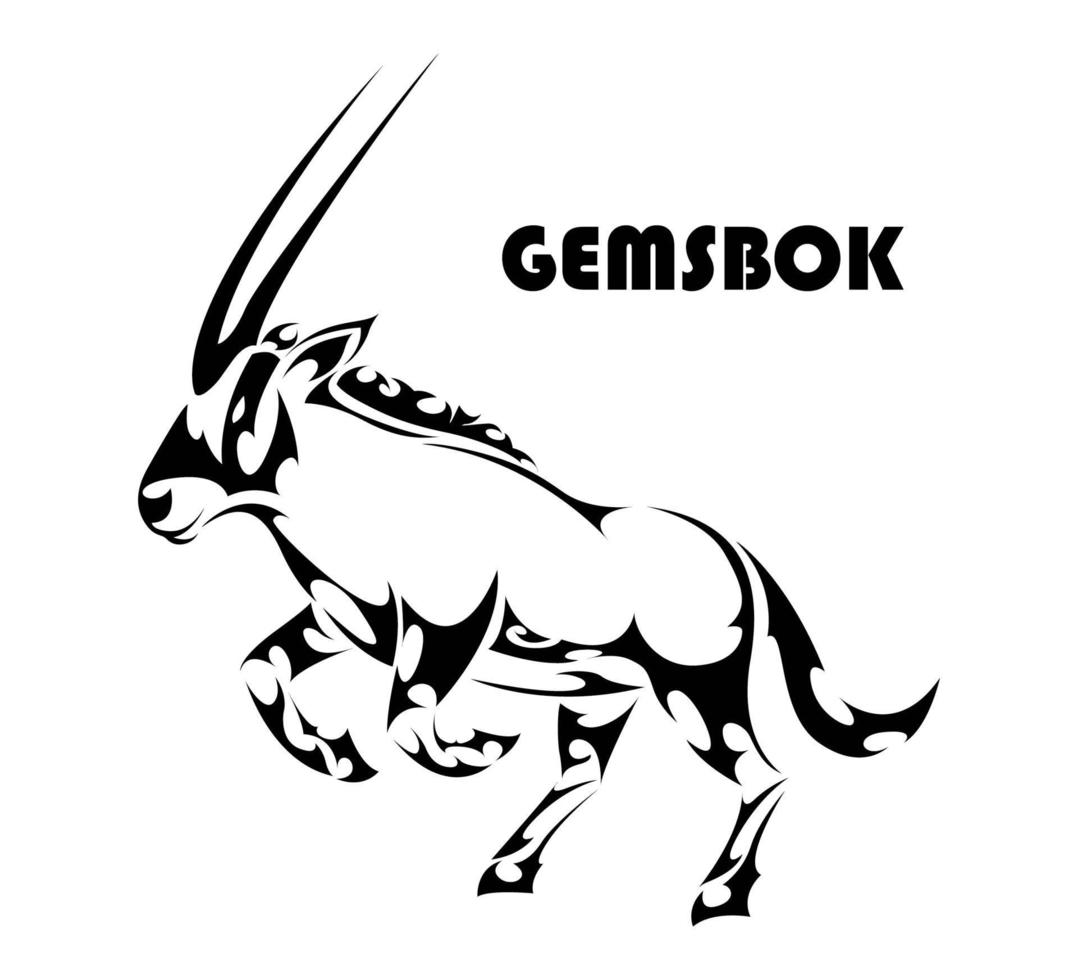 Gemsbok raising two front legs to prepare to run vector