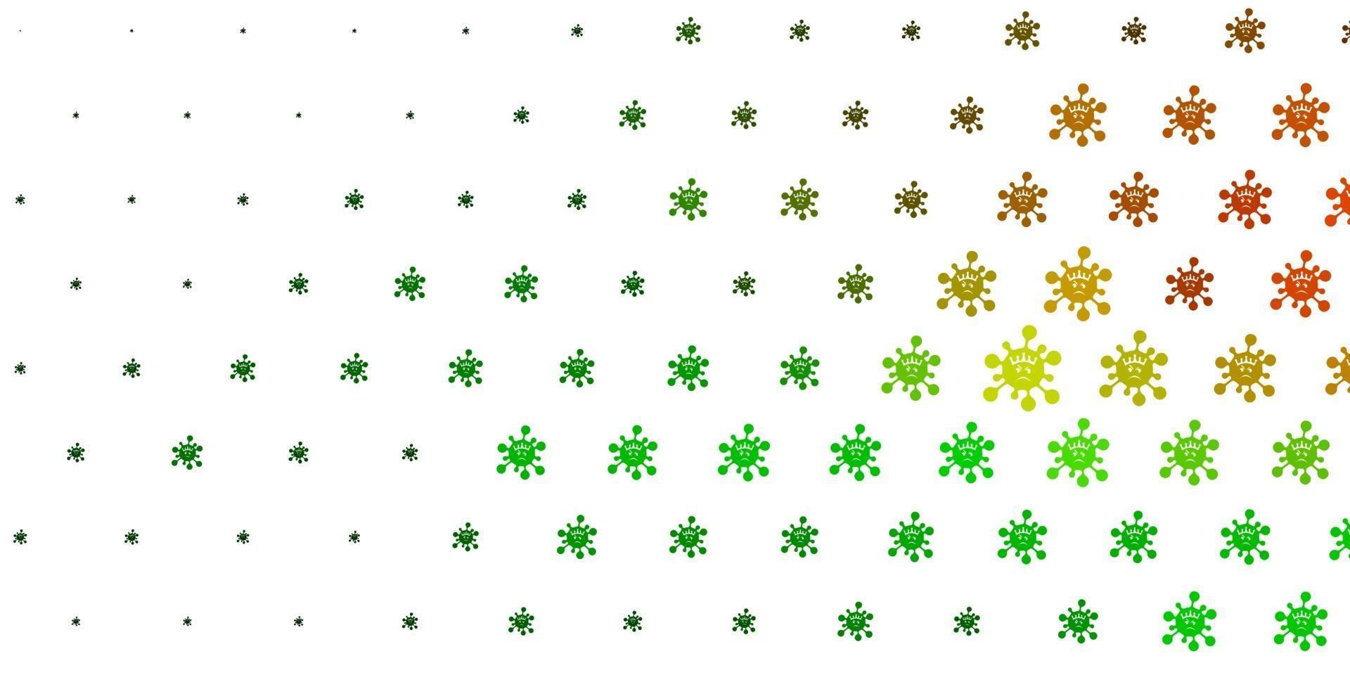 Light Green, Red vector background with covid-19 symbols.