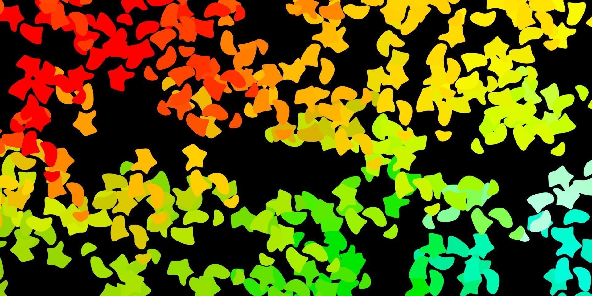 Dark green, red vector backdrop with chaotic shapes.