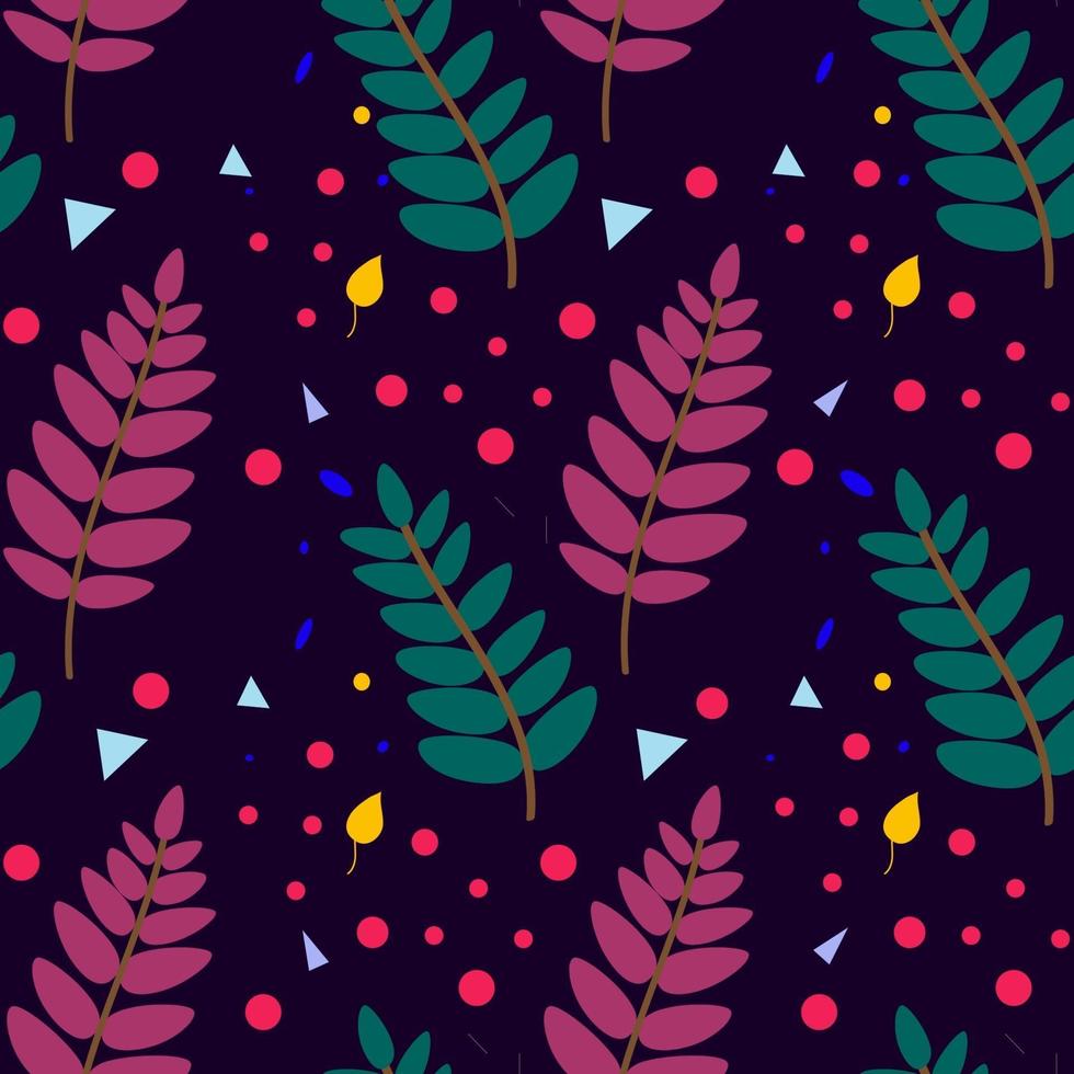 Botanical seamless pattern with plant elements. Rowan leaves, berries. Design for textiles, fabric, covers, wallpaper, printing, gift packaging. Vector illustration