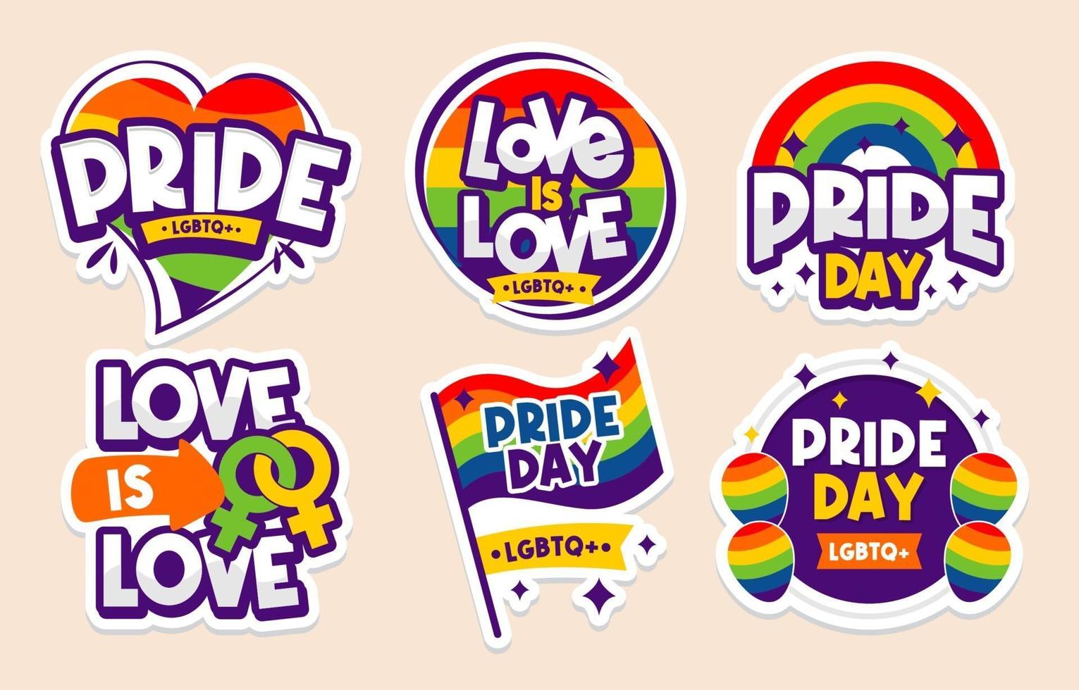 Pride Day Sticker Collection vector