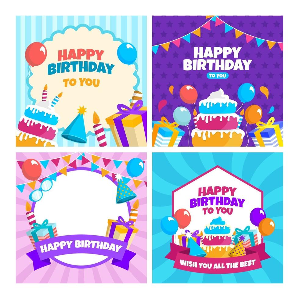 colección de tarjetas de feliz cumpleaños vector