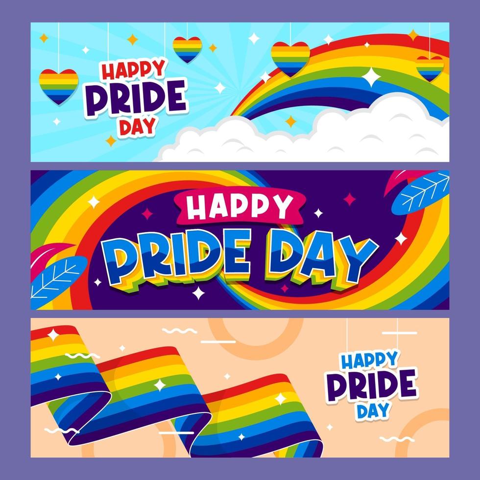 Pride Day Banner Collection vector